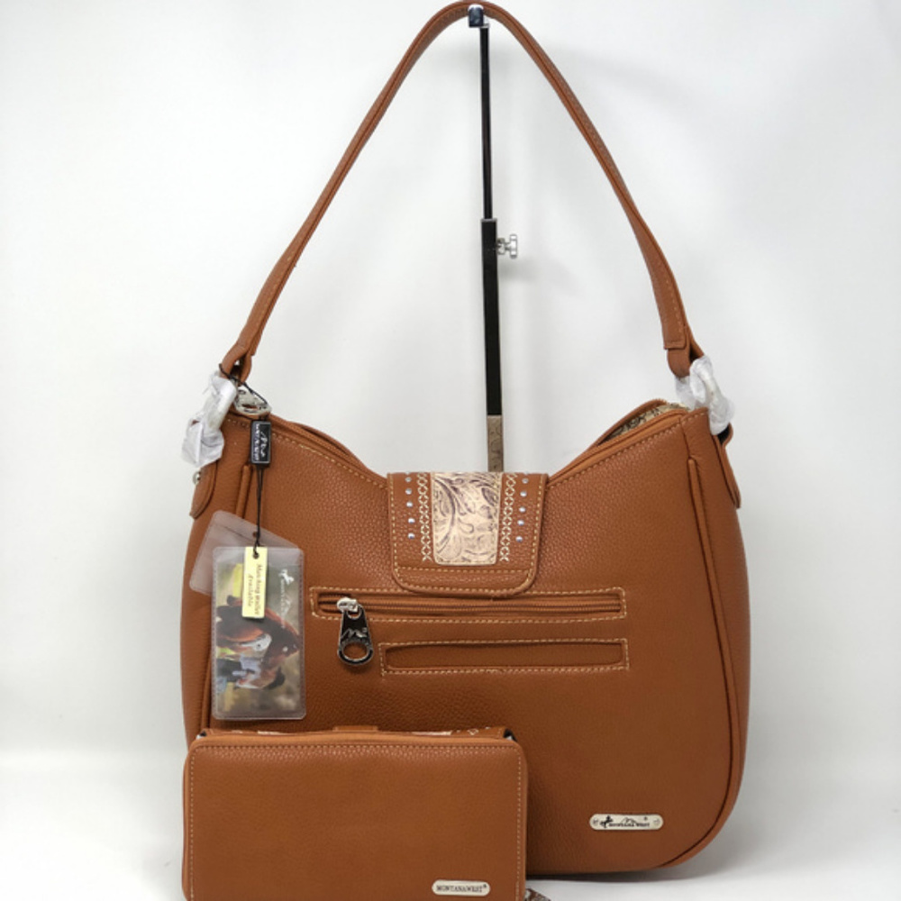 Montana West Buckle Hobo Handbag+ Wallet - Picture 2 of 7